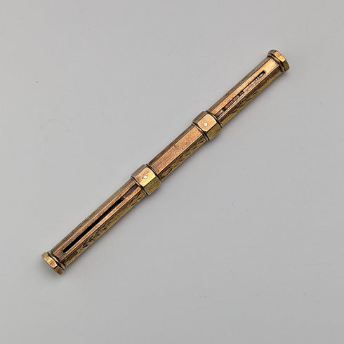 約 1900 年古董鍍金伸縮鉛筆和沾水筆